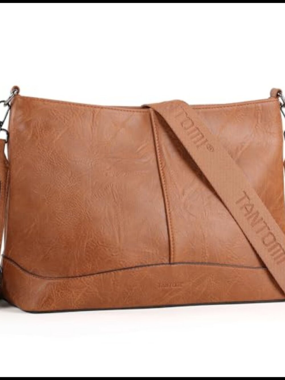 Vegan Leather Crossbody Bag Hobo Adjustable Strap Zipper Shoulder Purse